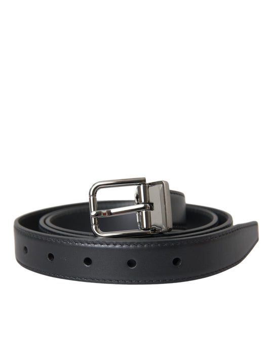 Dolce & Gabbana Black Leather Silver Metal Buckle Men Belt – 110 cm / 44 Inches par Dolce & Gabbana | Disponible sur Sandy Store ByNet