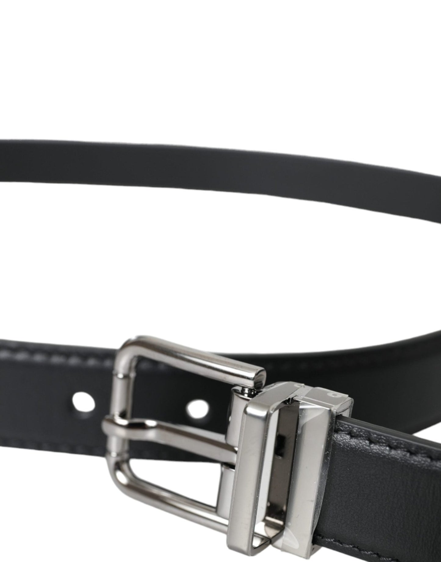 Dolce & Gabbana Black Leather Silver Metal Buckle Men Belt – 110 cm / 44 Inches par Dolce & Gabbana | Disponible sur Sandy Store ByNet