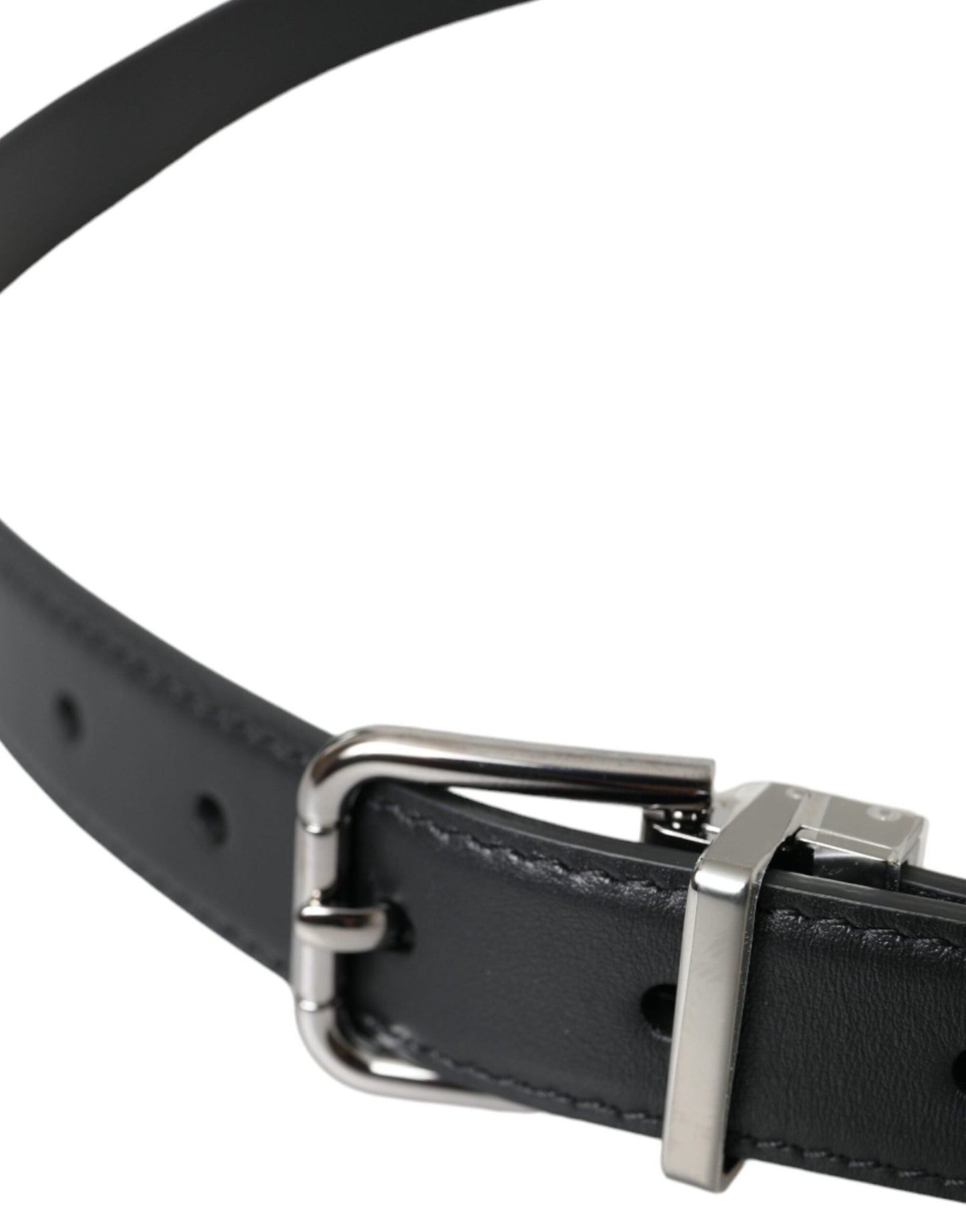 Dolce & Gabbana Black Leather Silver Metal Buckle Men Belt – 110 cm / 44 Inches par Dolce & Gabbana | Disponible sur Sandy Store ByNet
