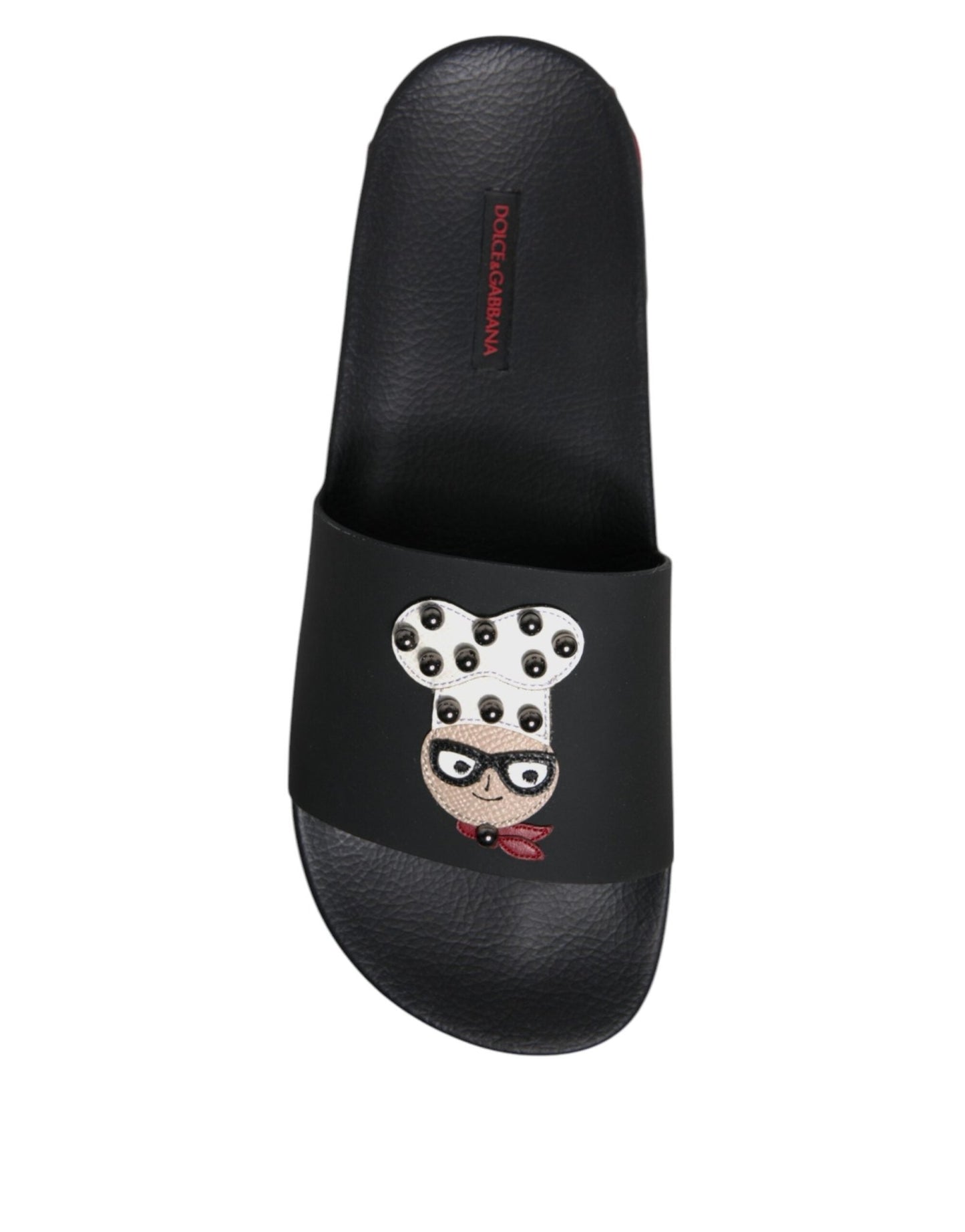 Dolce & Gabbana Black Leather Slides Sandals Beachwear Shoes - Sandy Store ByNet