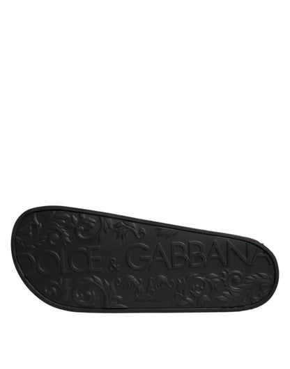 Dolce & Gabbana Black Leather Slides Sandals Beachwear Shoes - Sandy Store ByNet