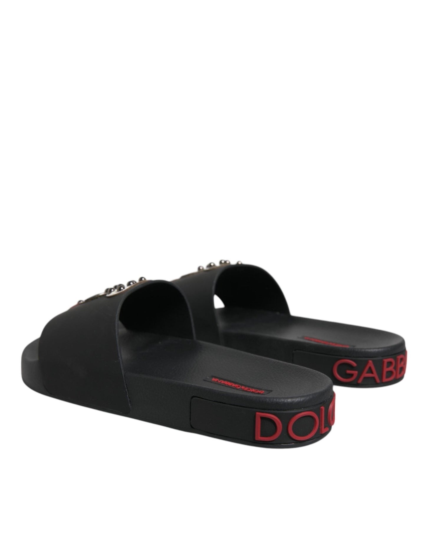 Dolce & Gabbana Black Leather Slides Sandals Beachwear Shoes - Sandy Store ByNet