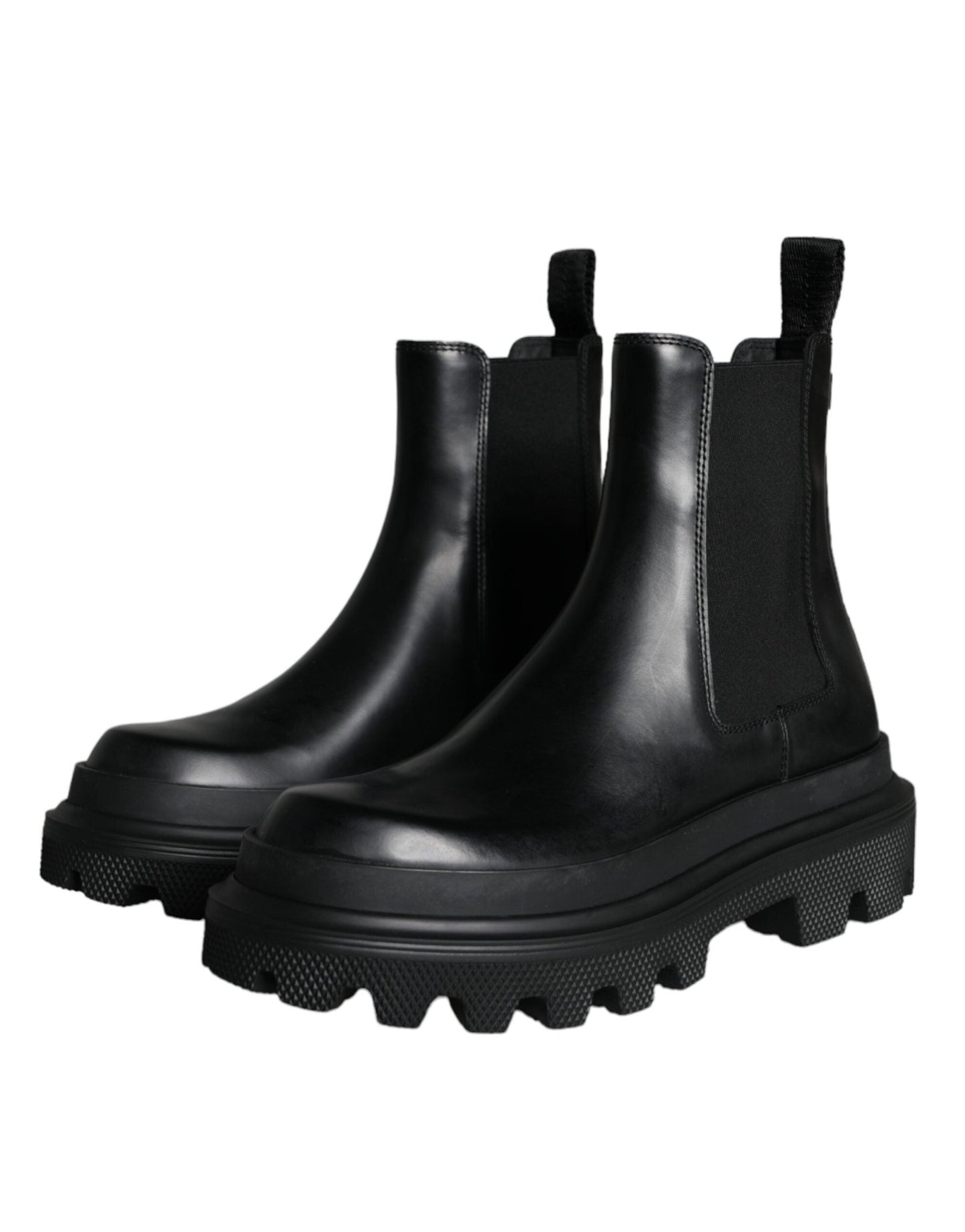 Dolce & Gabbana Black Leather Slip On Stretch Trekking Boots Shoes – EU41/US8 par Dolce & Gabbana | Disponible sur Sandy Store ByNet