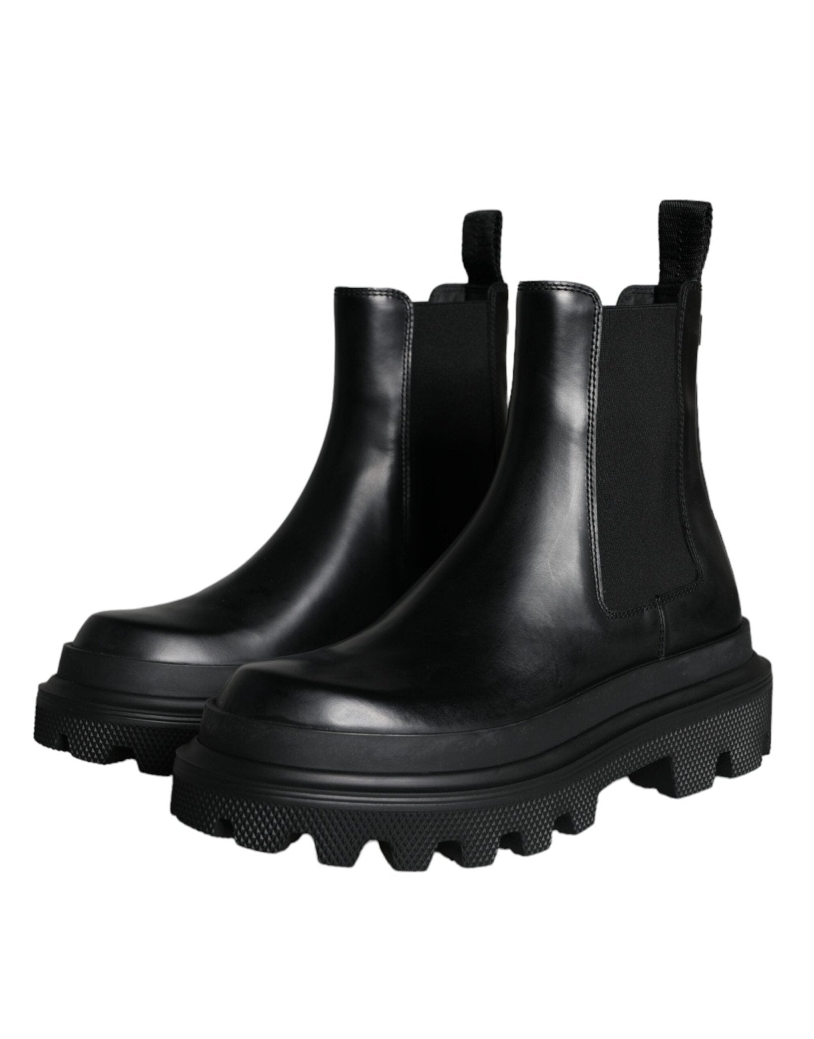 Dolce & Gabbana Black Leather Slip On Stretch Trekking Boots Shoes – EU41/US8 par Dolce & Gabbana | Disponible sur Sandy Store ByNet