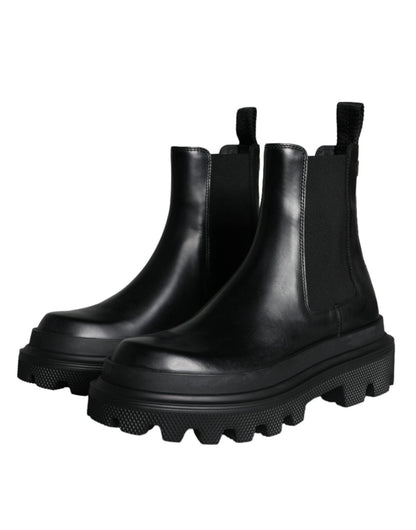 Dolce & Gabbana Black Leather Slip On Stretch Trekking Boots Shoes – EU41/US8 par Dolce & Gabbana | Disponible sur Sandy Store ByNet