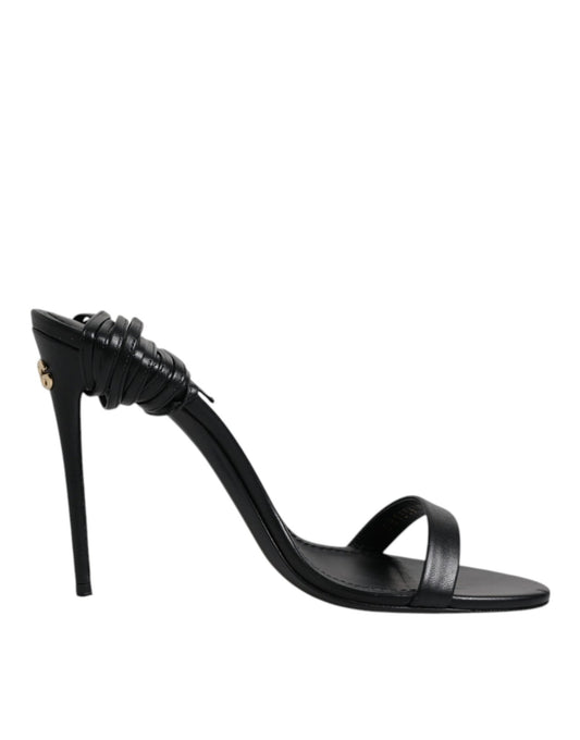 Dolce & Gabbana Black Leather Stiletto Heels Sandals Shoes – EU37/US6.5 par Dolce & Gabbana | Disponible sur Sandy Store ByNet