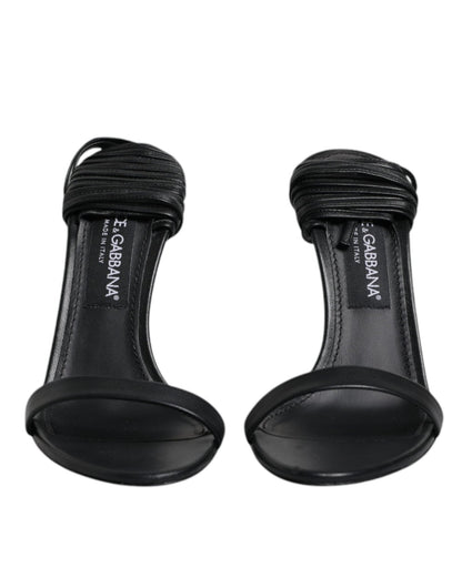 Dolce & Gabbana Black Leather Stiletto Heels Sandals Shoes – EU37/US6.5 par Dolce & Gabbana | Disponible sur Sandy Store ByNet