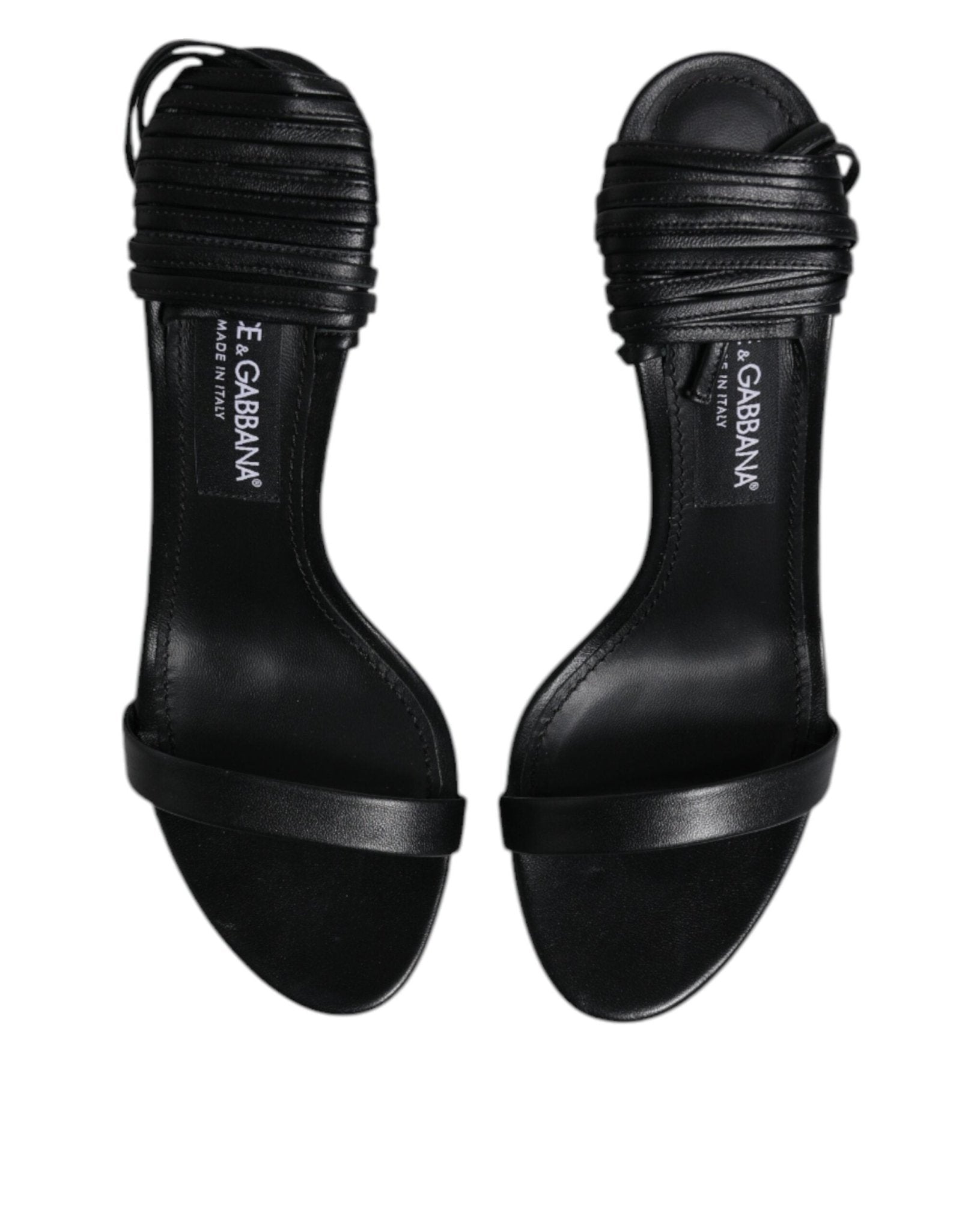 Dolce & Gabbana Black Leather Stiletto Heels Sandals Shoes – EU37/US6.5 par Dolce & Gabbana | Disponible sur Sandy Store ByNet