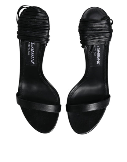 Dolce & Gabbana Black Leather Stiletto Heels Sandals Shoes – EU37/US6.5 par Dolce & Gabbana | Disponible sur Sandy Store ByNet