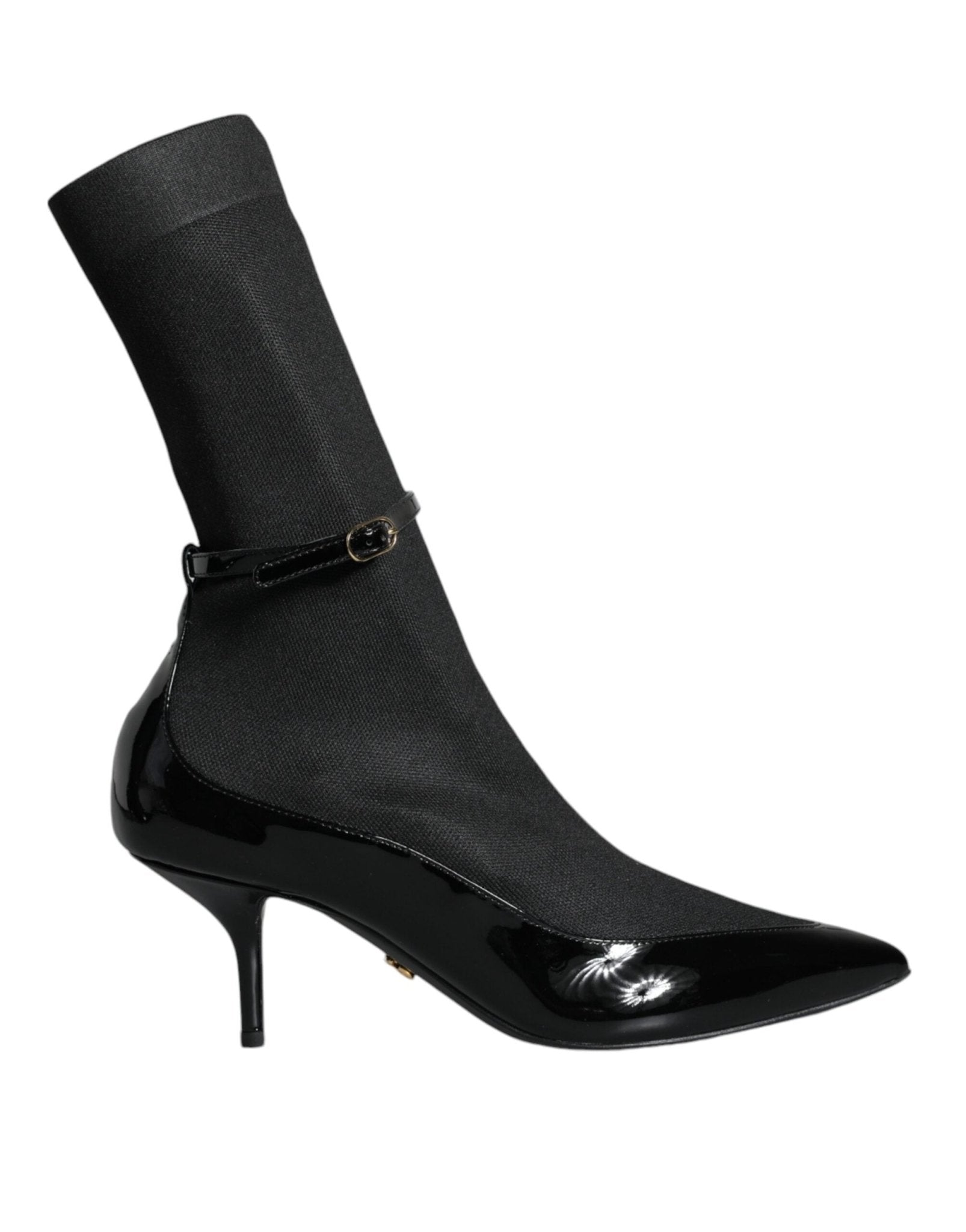 Dolce & Gabbana Black Leather Stilettos Booties Socks Shoes - Sandy Store ByNet
