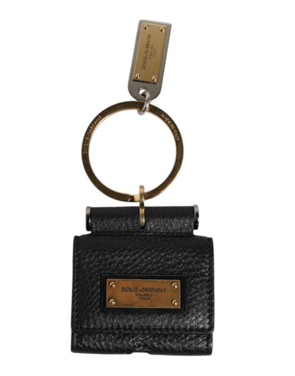 Dolce & Gabbana Black Leather Strap Gold Metal Logo Plaque Airpods Case – par Dolce & Gabbana | Disponible sur Sandy Store ByNet