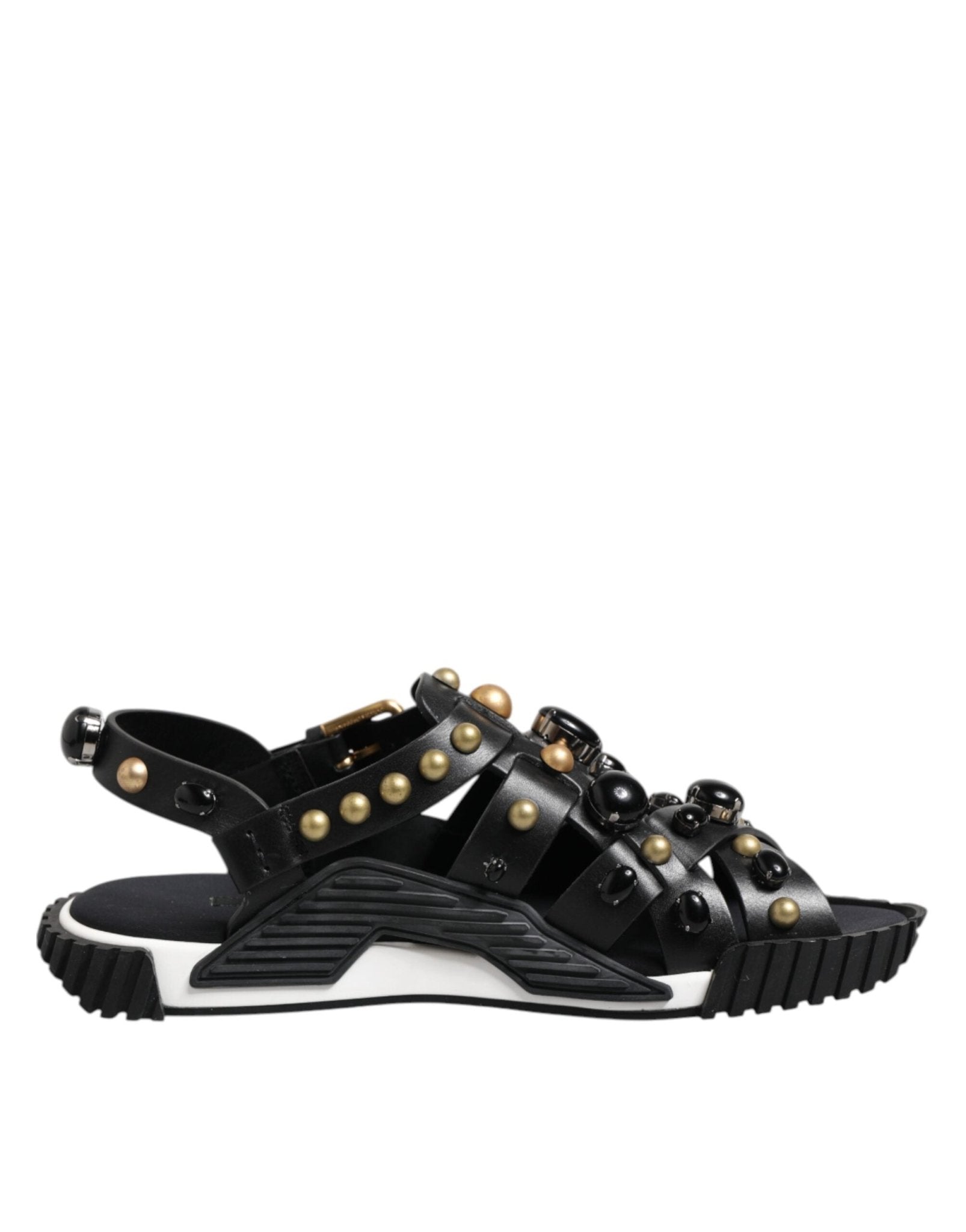 Dolce & Gabbana Black Leather Studded Ankle Strap Sandals Shoes – EU41/US8 par Dolce & Gabbana | Disponible sur Sandy Store ByNet