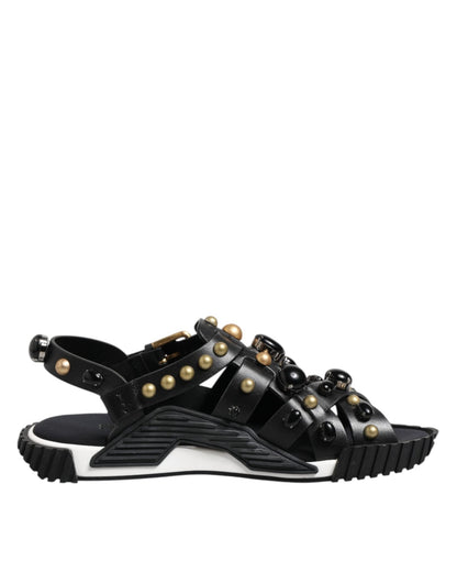 Dolce & Gabbana Black Leather Studded Ankle Strap Sandals Shoes – EU41/US8 par Dolce & Gabbana | Disponible sur Sandy Store ByNet