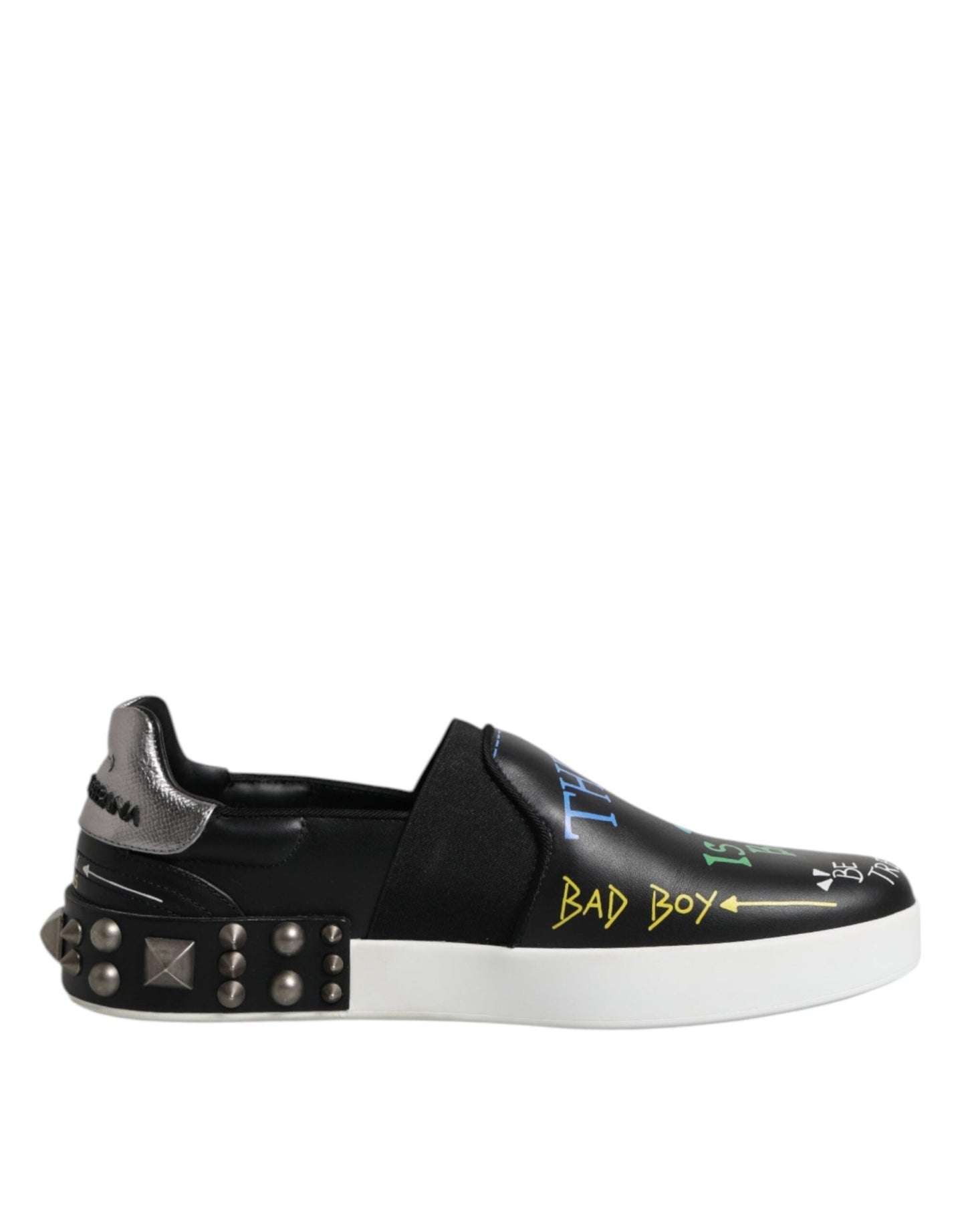 Dolce & Gabbana Black Leather Studded Graffiti Sneakers Shoes – EU40/US7 par Dolce & Gabbana | Disponible sur Sandy Store ByNet
