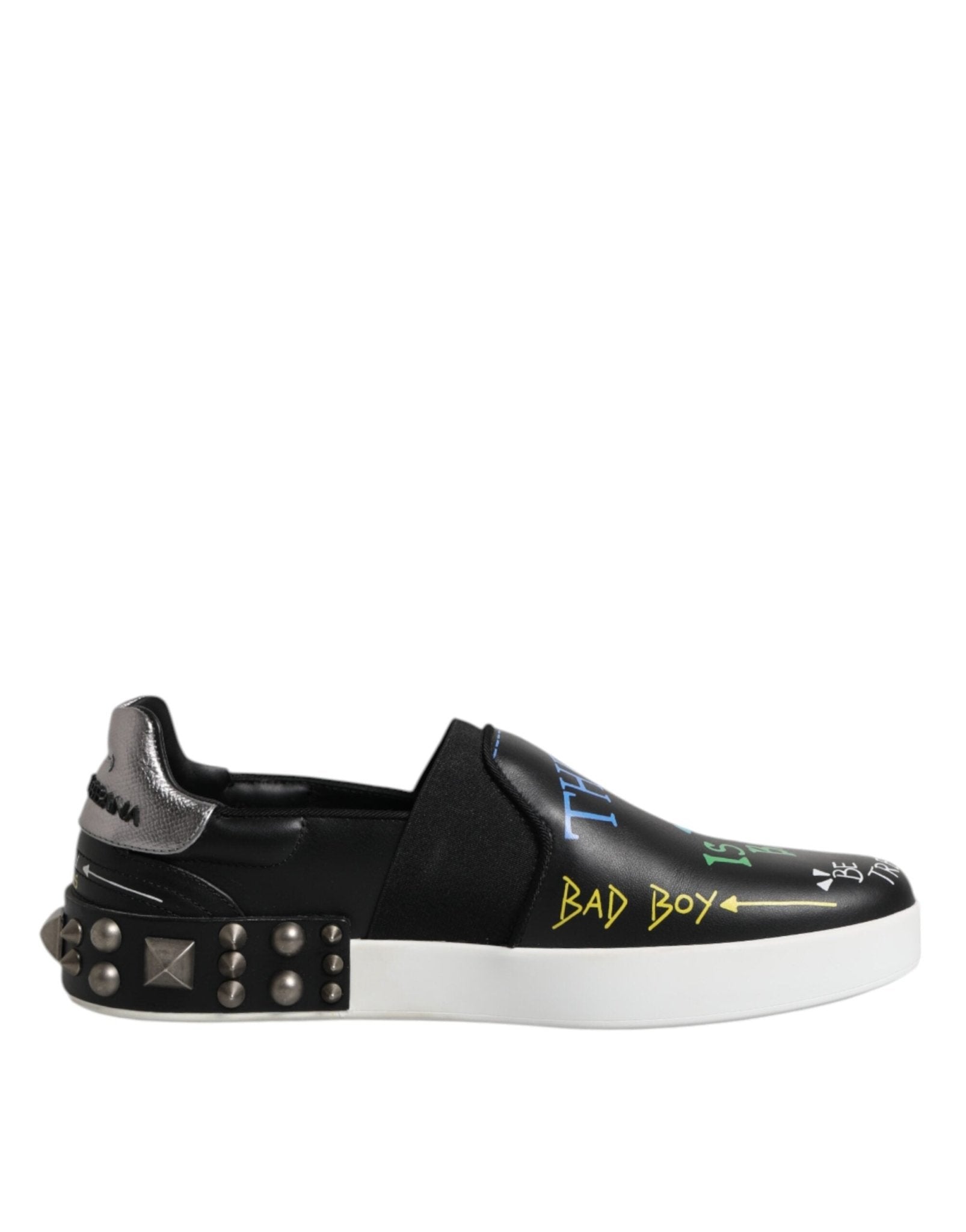 Dolce & Gabbana Black Leather Studded Graffiti Sneakers Shoes – EU40/US7 par Dolce & Gabbana | Disponible sur Sandy Store ByNet