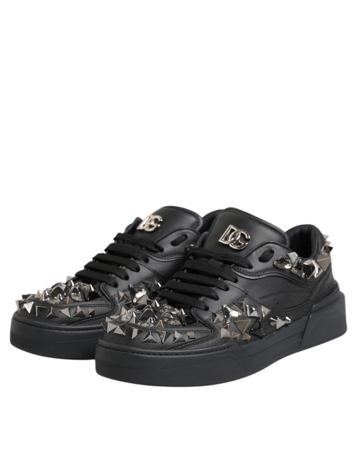 Dolce & Gabbana Black Leather Studded Low Top Sneakers Shoes – EU41/US8 par Dolce & Gabbana | Disponible sur Sandy Store ByNet