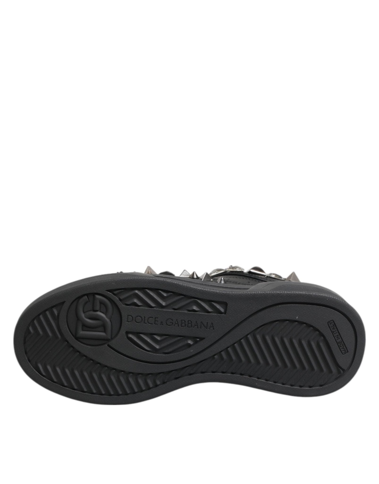 Dolce & Gabbana Black Leather Studded Low Top Sneakers Shoes – EU41/US8 par Dolce & Gabbana | Disponible sur Sandy Store ByNet