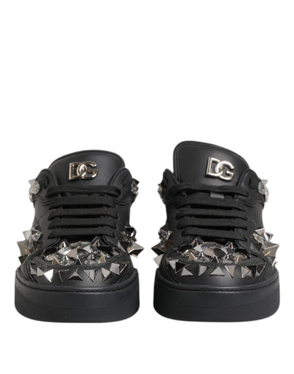 Dolce & Gabbana Black Leather Studded Low Top Sneakers Shoes – EU41/US8 par Dolce & Gabbana | Disponible sur Sandy Store ByNet