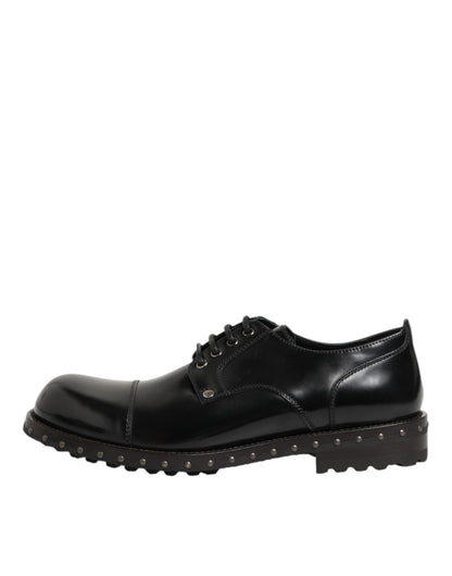 Dolce & Gabbana Black Leather Studded Men Formal Derby Shoes – EU41.5/US8.5 par Dolce & Gabbana | Disponible sur Sandy Store ByNet