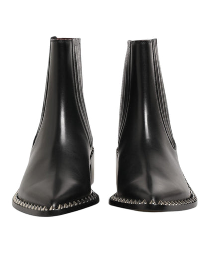 Dolce & Gabbana Black Leather Studded Men Short Boots Shoes – EU44/US11 par Dolce & Gabbana | Disponible sur Sandy Store ByNet