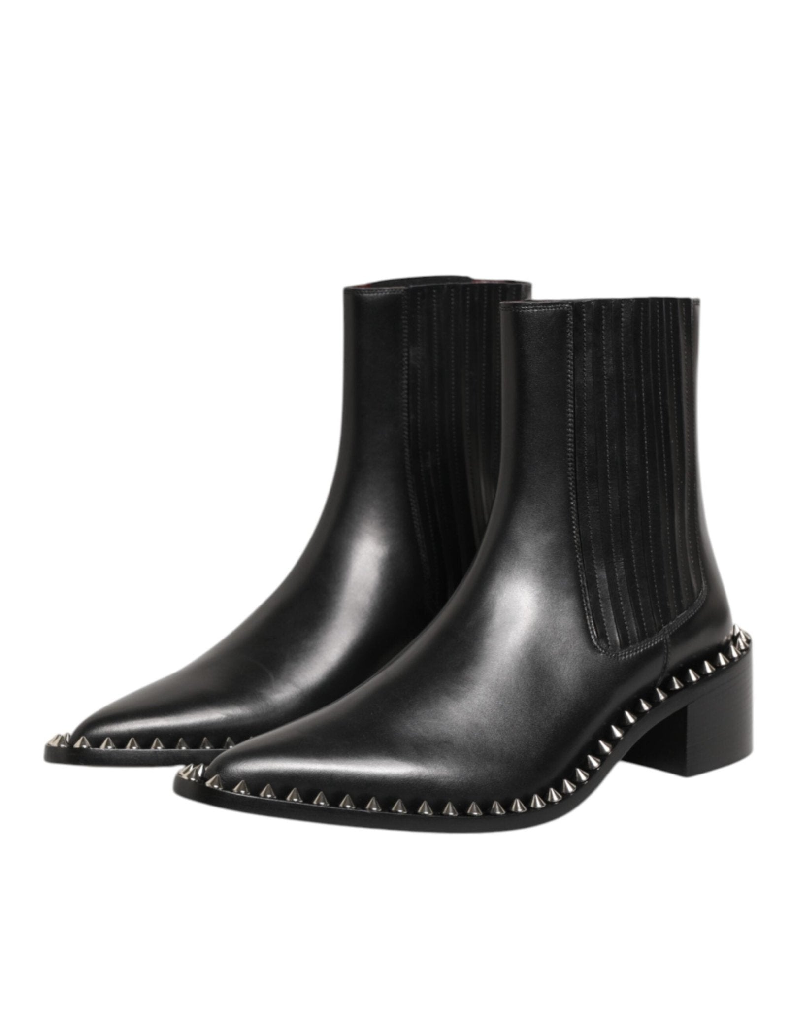 Dolce & Gabbana Black Leather Studded Men Short Boots Shoes – EU44/US11 par Dolce & Gabbana | Disponible sur Sandy Store ByNet