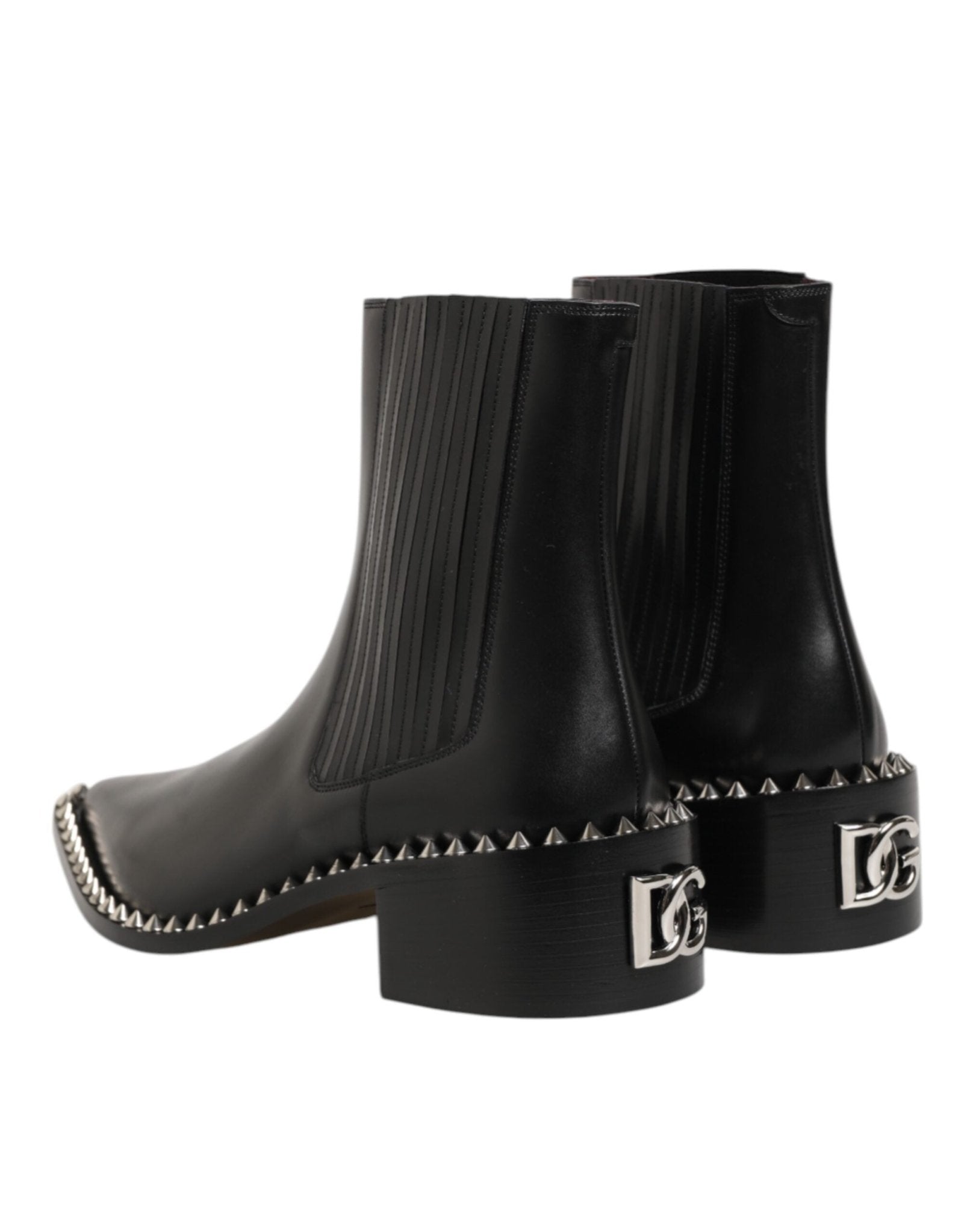 Dolce & Gabbana Black Leather Studded Men Short Boots Shoes – EU44/US11 par Dolce & Gabbana | Disponible sur Sandy Store ByNet