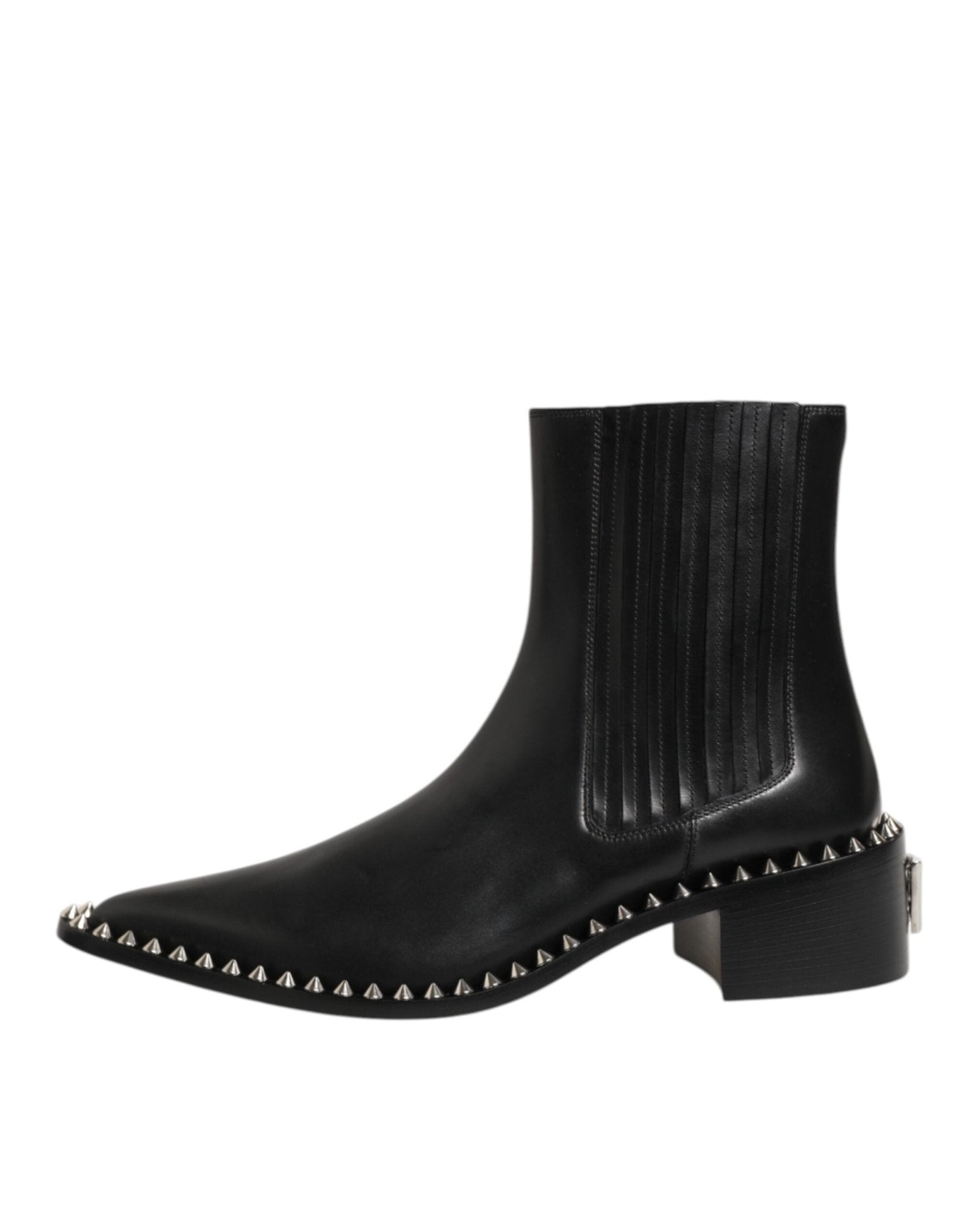 Dolce & Gabbana Black Leather Studded Men Short Boots Shoes – EU44/US11 par Dolce & Gabbana | Disponible sur Sandy Store ByNet