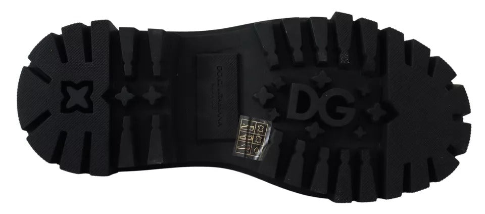 Dolce & Gabbana Black Leather Trekking Derby Embellished Shoes - Sandy Store ByNet