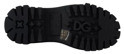 Dolce & Gabbana Black Leather Trekking Derby Embellished Shoes - Sandy Store ByNet