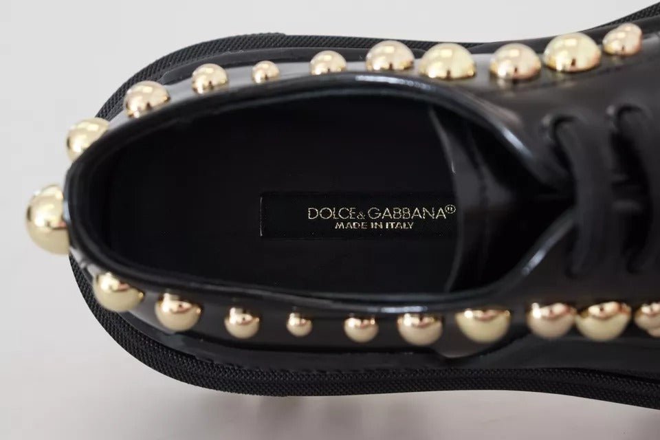 Dolce & Gabbana Black Leather Trekking Derby Embellished Shoes - Sandy Store ByNet