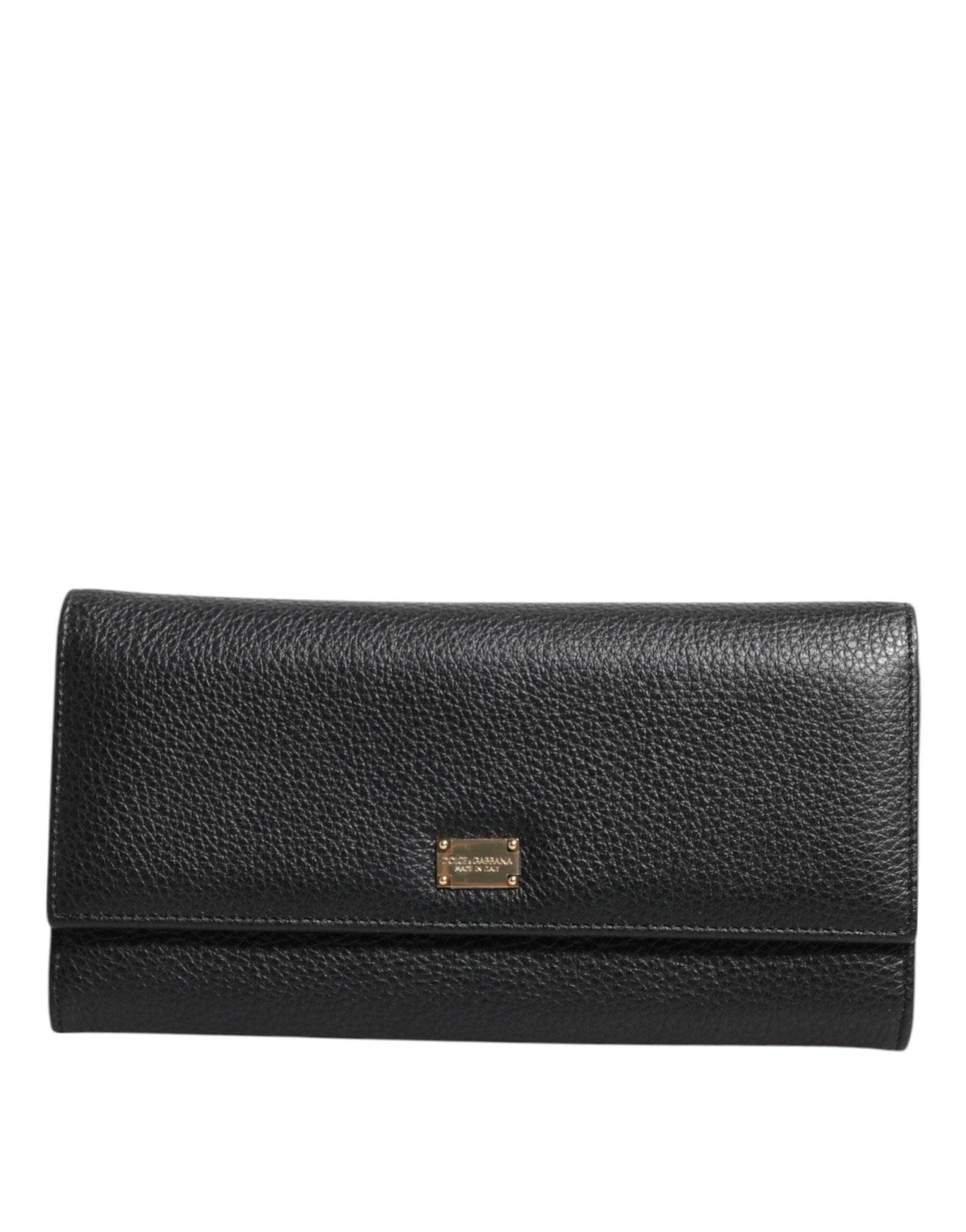 Dolce & Gabbana Black Leather Trifold Logo Plaque Card Holder Wallet – par Dolce & Gabbana | Disponible sur Sandy Store ByNet