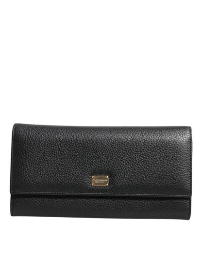 Dolce & Gabbana Black Leather Trifold Logo Plaque Card Holder Wallet – par Dolce & Gabbana | Disponible sur Sandy Store ByNet