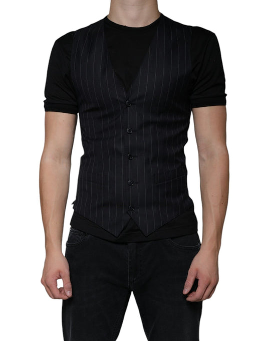 Dolce & Gabbana Black Leather Waistcoat Dress Formal Vest – IT44 | XS par Dolce & Gabbana | Disponible sur Sandy Store ByNet