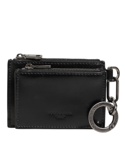 Dolce & Gabbana Black Leather Zipped Card Holder Coin Purse Keyring Wallet – par Dolce & Gabbana | Disponible sur Sandy Store ByNet