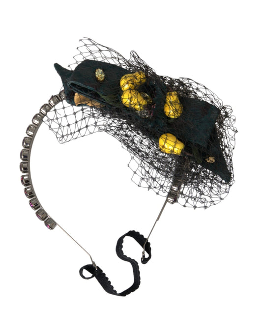 Dolce & Gabbana Black Lemons Sicily Purple Crystal Net Headband Diadem - Sandy Store ByNet