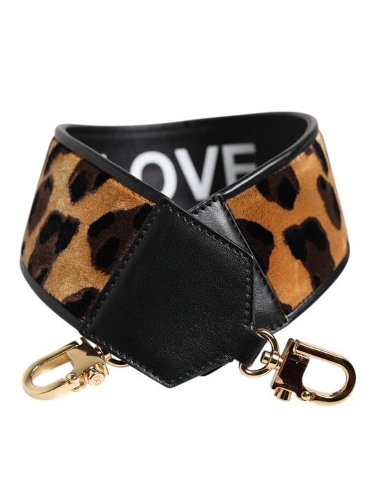 Dolce & Gabbana Black Leopard Print Reversible Bag Shoulder Strap – par Dolce & Gabbana | Disponible sur Sandy Store ByNet