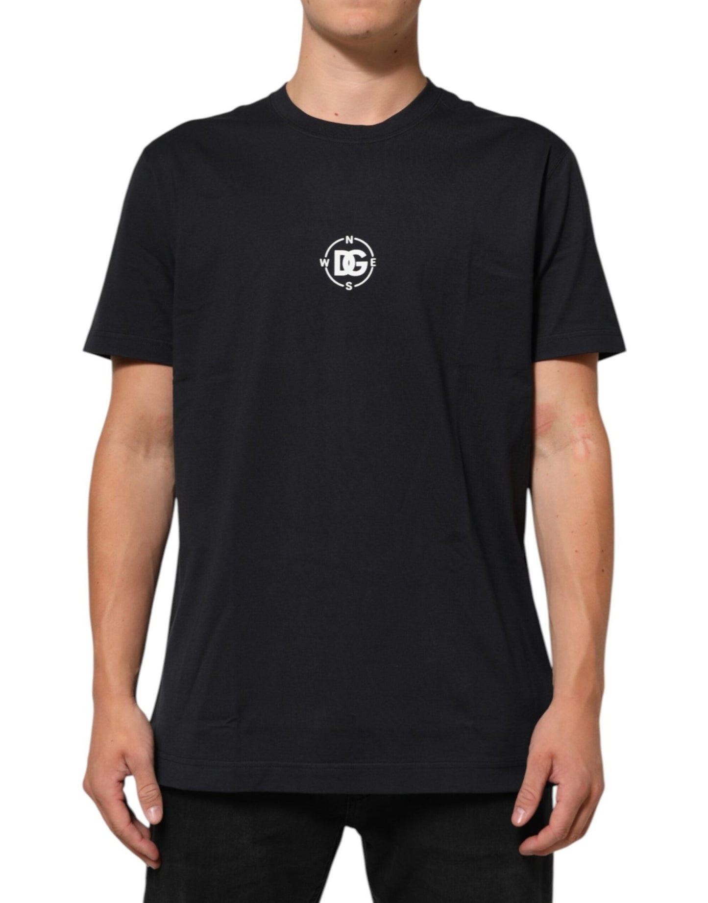 Dolce & Gabbana Black Logo Compass Cotton Crew Neck T-shirt – IT54 | XL par Dolce & Gabbana | Disponible sur Sandy Store ByNet