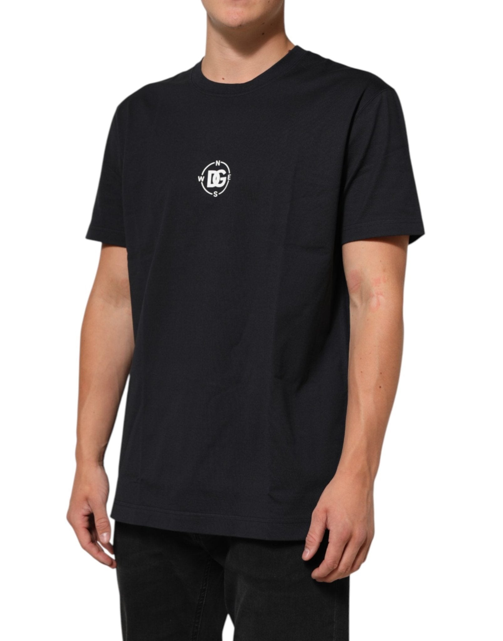 Dolce & Gabbana Black Logo Compass Cotton Crew Neck T-shirt – IT54 | XL par Dolce & Gabbana | Disponible sur Sandy Store ByNet