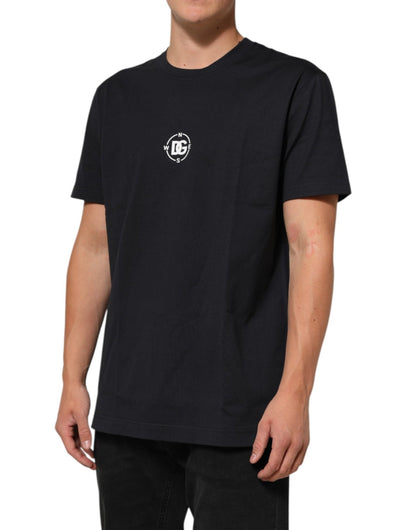 Dolce & Gabbana Black Logo Compass Cotton Crew Neck T-shirt – IT54 | XL par Dolce & Gabbana | Disponible sur Sandy Store ByNet