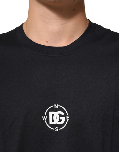 Dolce & Gabbana Black Logo Compass Cotton Crew Neck T-shirt – IT54 | XL par Dolce & Gabbana | Disponible sur Sandy Store ByNet