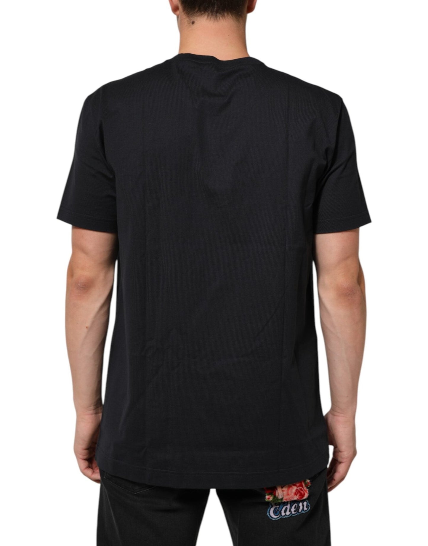 Dolce & Gabbana Black Logo Compass Cotton Crew Neck T-shirt – IT54 | XL par Dolce & Gabbana | Disponible sur Sandy Store ByNet