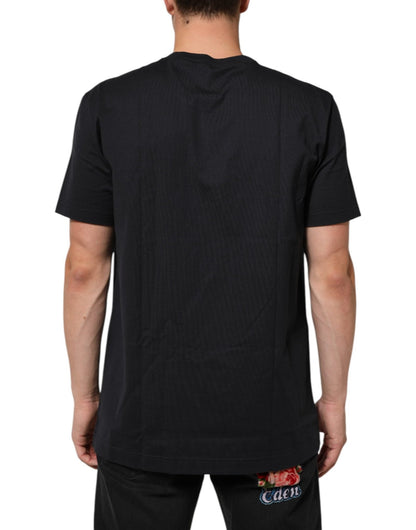 Dolce & Gabbana Black Logo Compass Cotton Crew Neck T-shirt – IT54 | XL par Dolce & Gabbana | Disponible sur Sandy Store ByNet