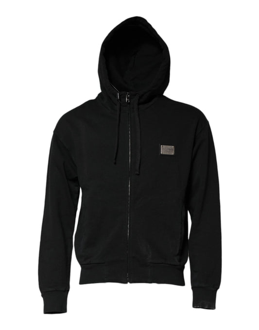 Dolce & Gabbana Black Logo Full Zip Hooded Men Sweatshirt Sweater – IT44 | XS par Dolce & Gabbana | Disponible sur Sandy Store ByNet