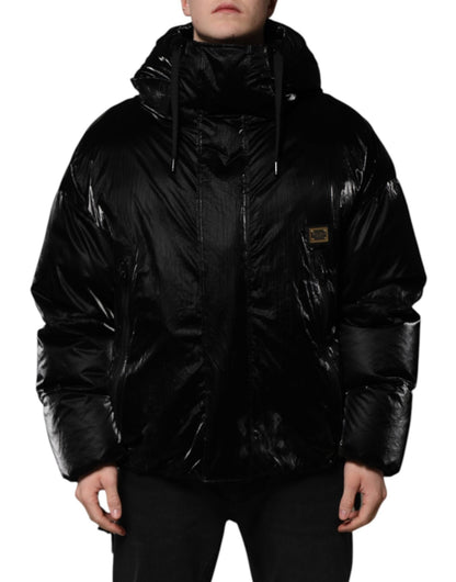 Dolce & Gabbana Black Logo Full Zip Hooded Quilted Jacket – IT54 | XL par Dolce & Gabbana | Disponible sur Sandy Store ByNet
