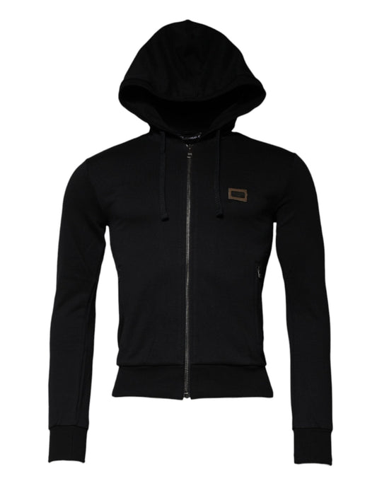 Dolce & Gabbana Black Logo Full Zip Hooded Sweatshirt Sweater - Sandy Store ByNet