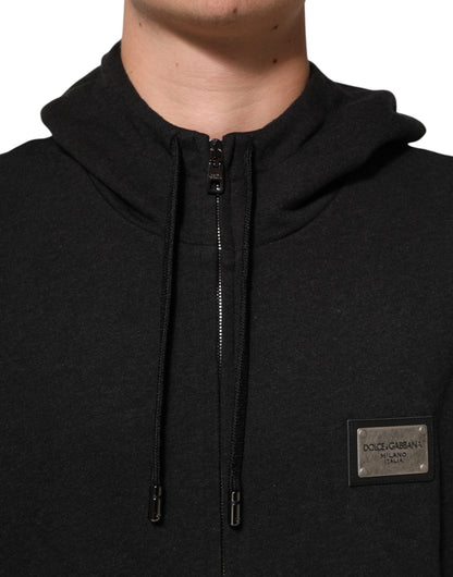 Dolce & Gabbana Black Logo FullZip Hooded Sweatshirt Sweater – IT46 | S par Dolce & Gabbana | Disponible sur Sandy Store ByNet