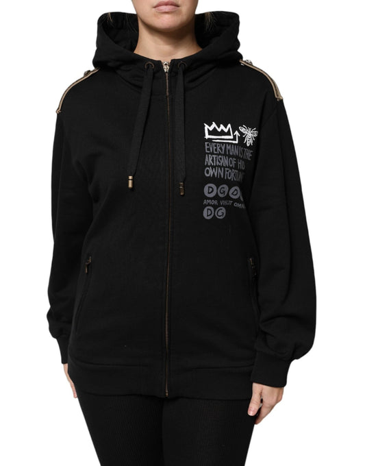 Dolce & Gabbana Black Logo Hooded Full Zip Sweatshirt Jacket – IT38 | XS par Dolce & Gabbana | Disponible sur Sandy Store ByNet