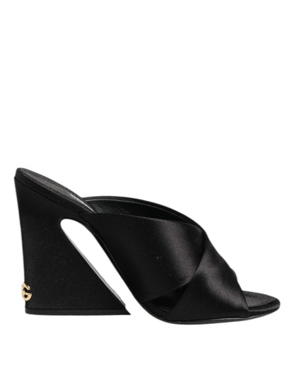 Dolce & Gabbana Black Logo KEIRA Satin Slides Sandals Shoes – EU35.5/US5 par Dolce & Gabbana | Disponible sur Sandy Store ByNet