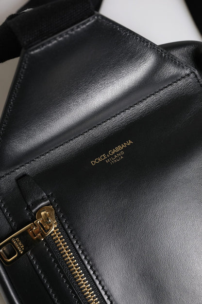 Dolce & Gabbana Black Logo Leather Belt Waist Shoulder Men Crossbody Bag - Sandy Store ByNet
