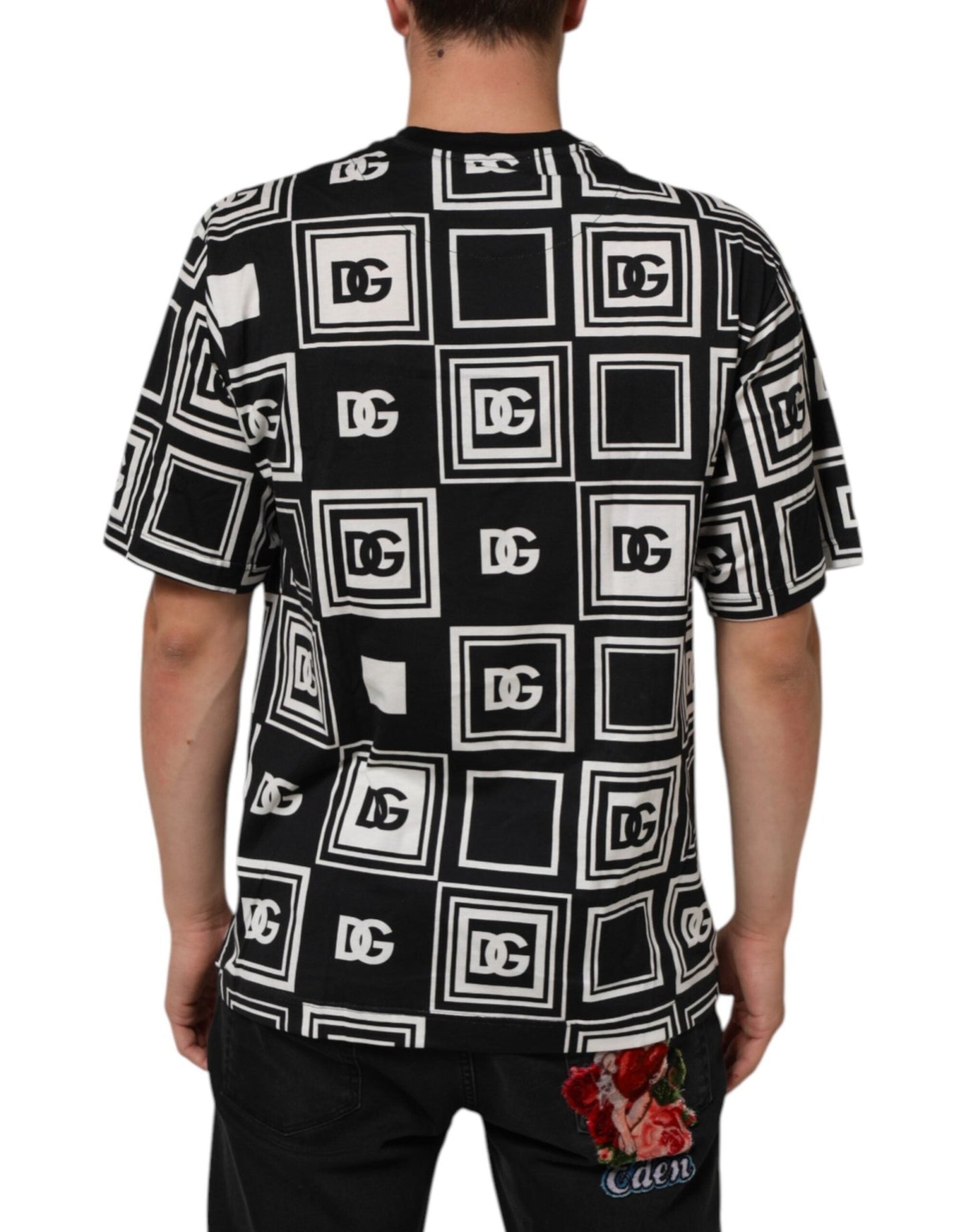Dolce & Gabbana Black Logo Monogram Cotton Crew Neck T-shirt – IT48 | M par Dolce & Gabbana | Disponible sur Sandy Store ByNet